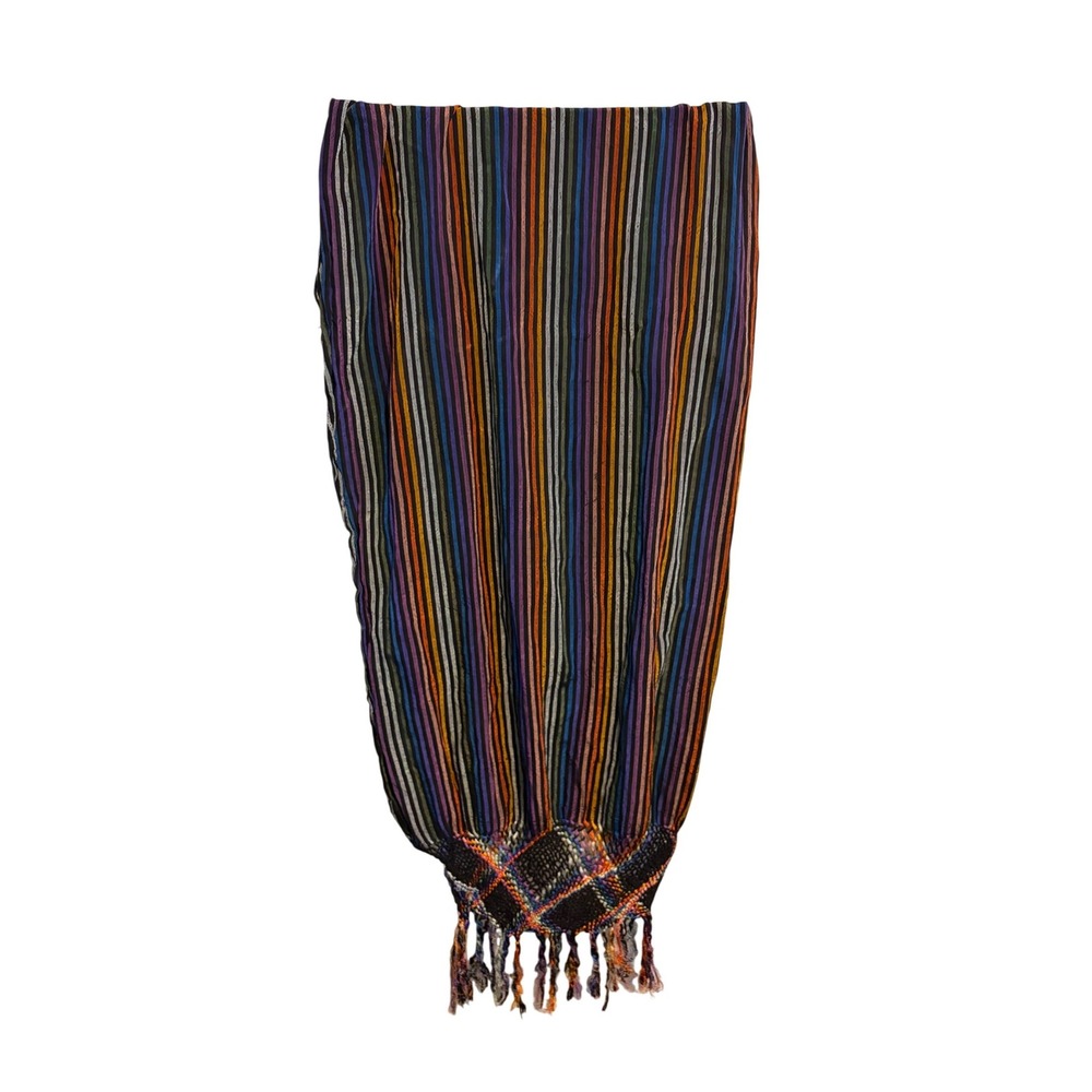 Vintage Style Rainbow Striped Macrame Fringe Scarf Wrap Multi‎ Color Boho